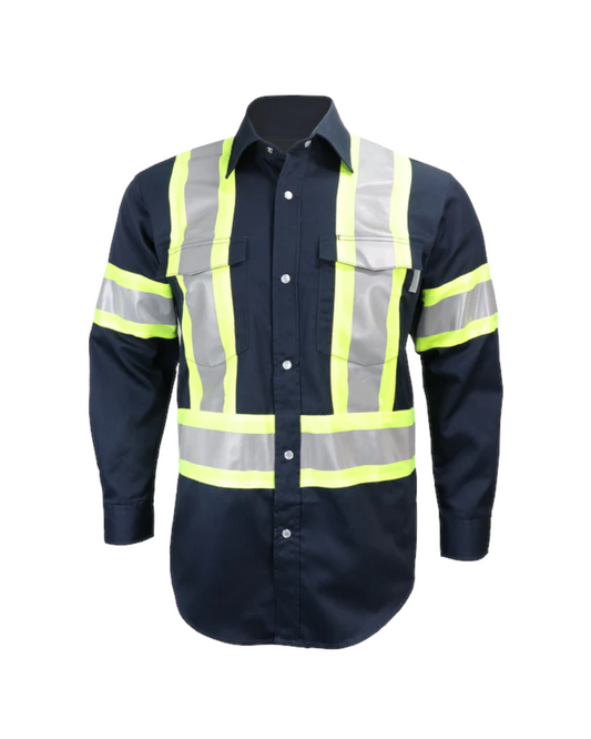 Chemise manches longues bande réfléchissante de travail avec bouton pression Gatts #625SX4