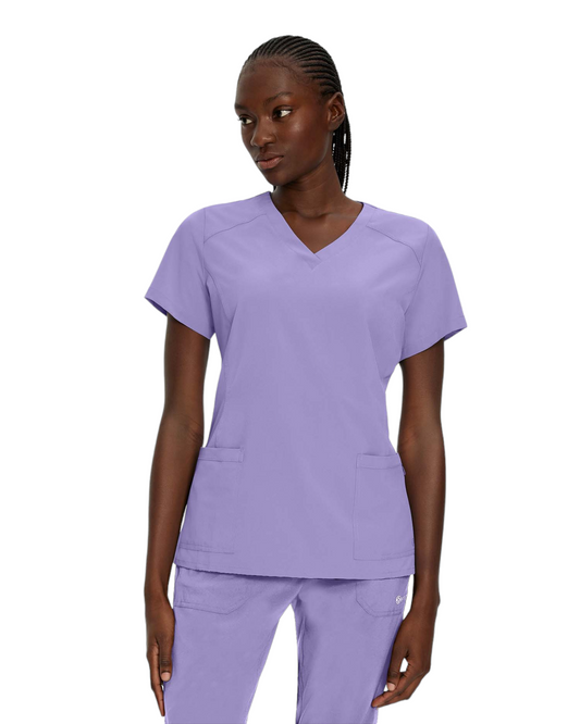 Haut médical pour femme avec col en V White Cross Fit #785