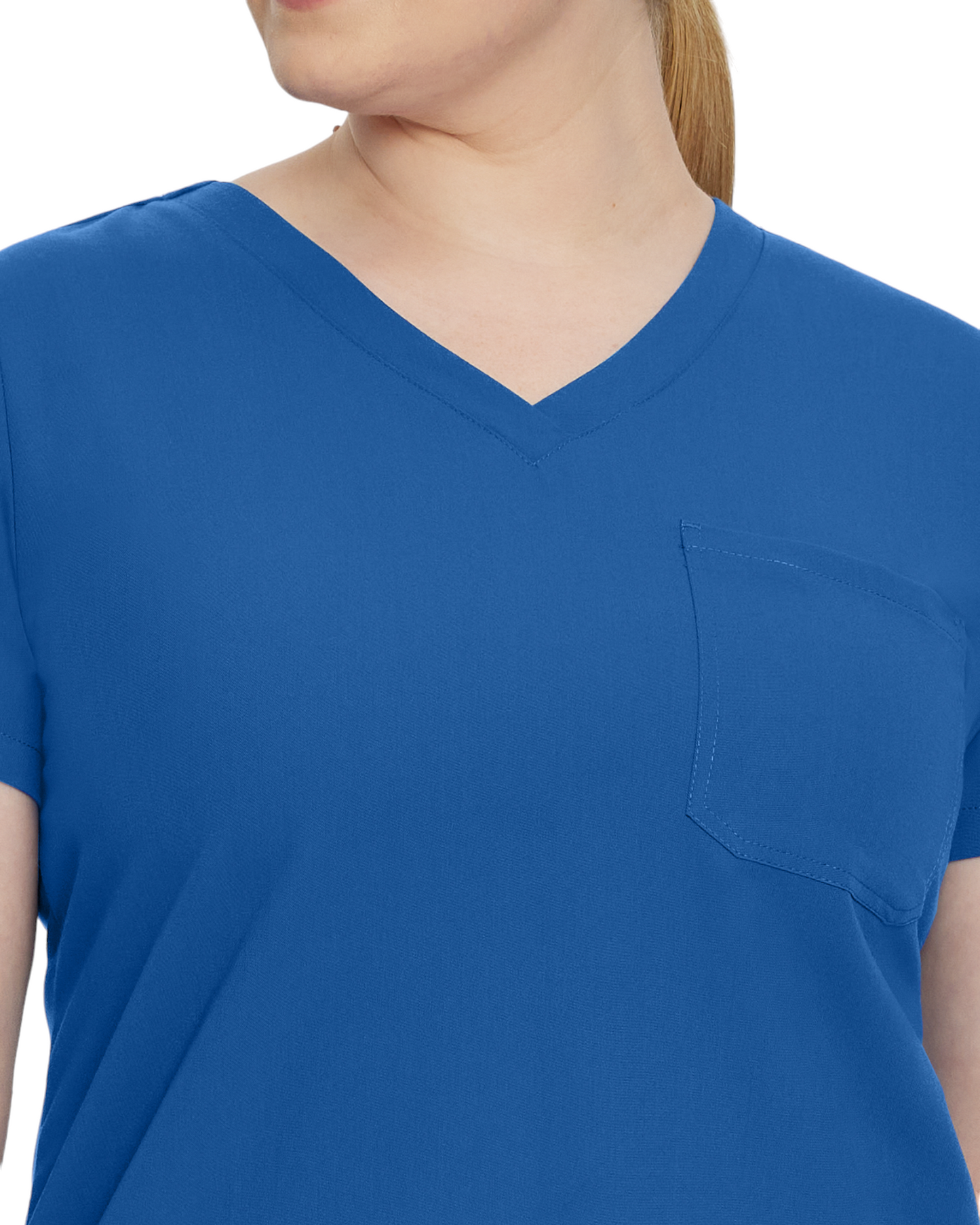 Women's top with V-neck Chest pocket White Cross V TESS #794