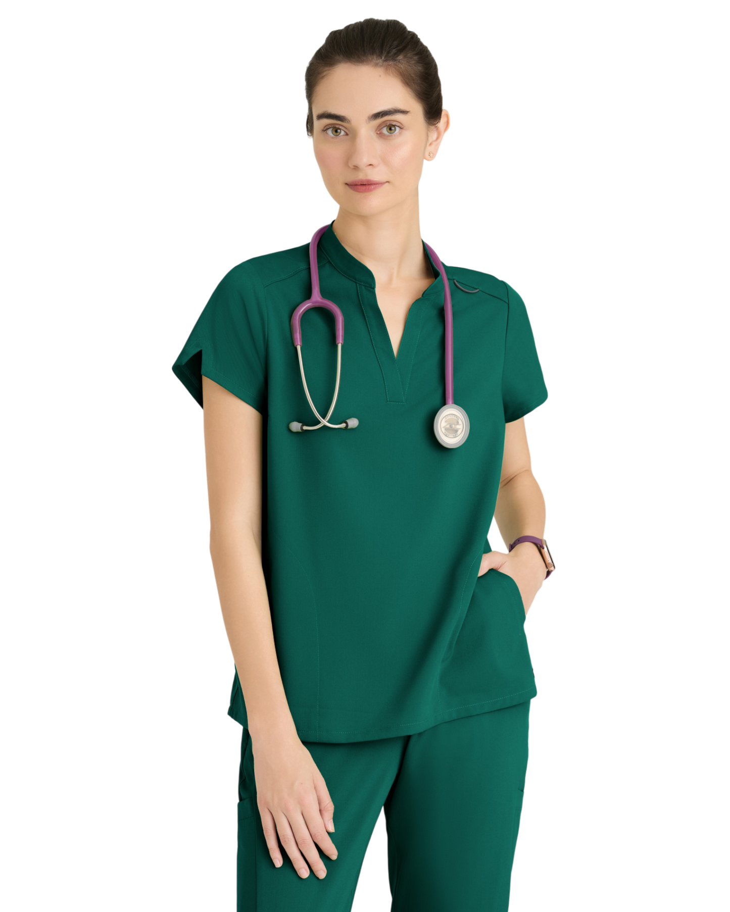 Haut à col montant et 2 poches pour femmes en spandex extensible Grey's Anatomy #GRST230X (2XL &+)