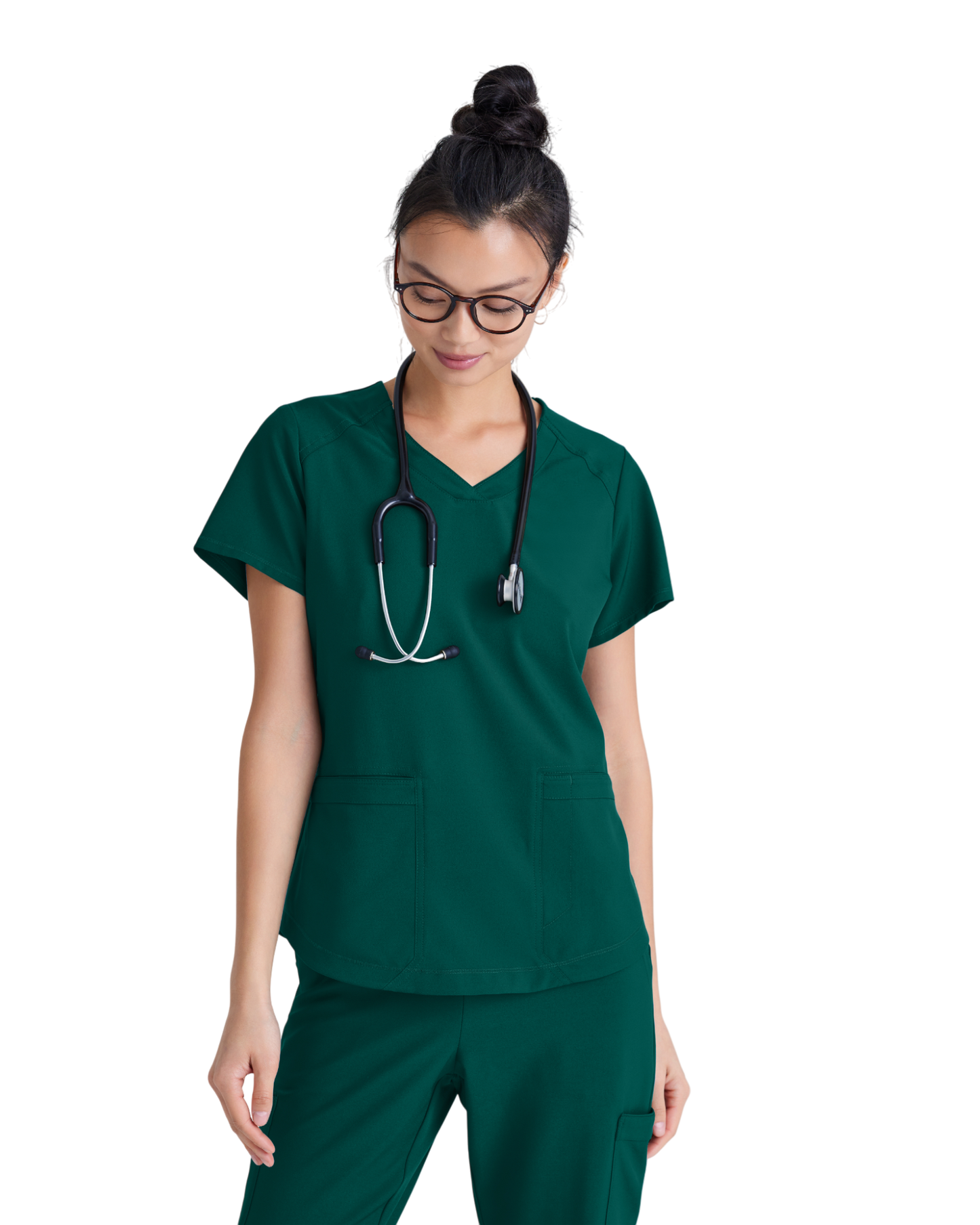 Haut à col en V et passepoil à deux poches Grey's Anatomy Evolve #GSST180