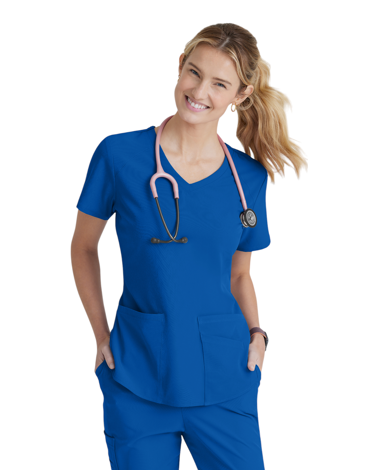 Women's Medical Uniform Top with 3 Pockets and Curved V-Neck Breeze SKECHERS SK101X (2XL &+)