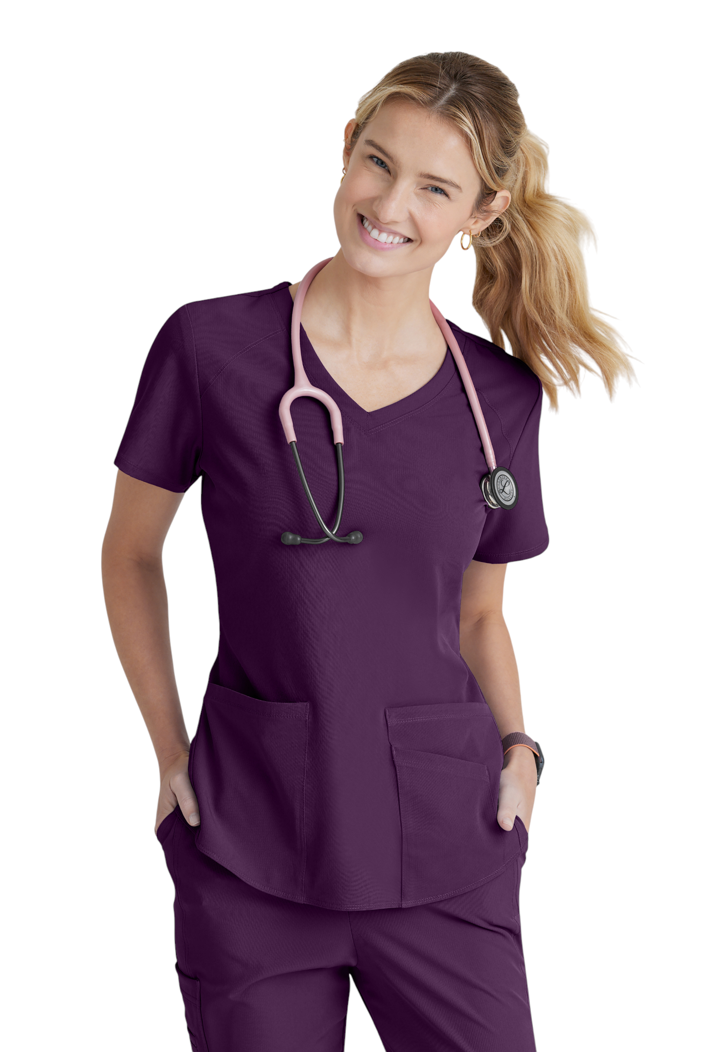 Women's Medical Uniform Top with 3 Pockets and Curved V-Neck Breeze SKECHERS SK101X (2XL &+)
