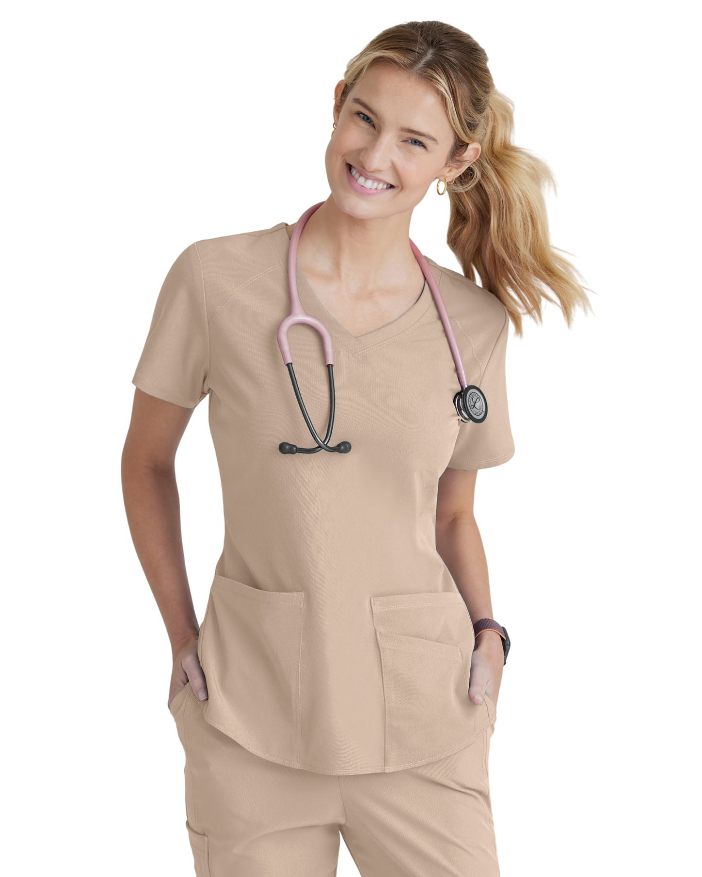 Women's Medical Uniform Top with 3 Pockets and Curved V-Neck Breeze SKECHERS SK101X (2XL &+)