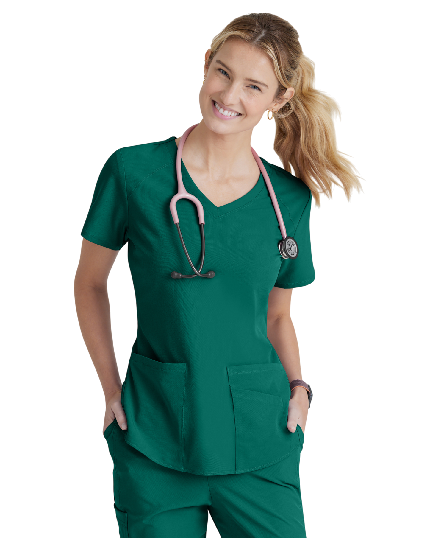 Women's Medical Uniform Top with 3 Pockets and Curved V-Neck Breeze SKECHERS SK101X (2XL &+)