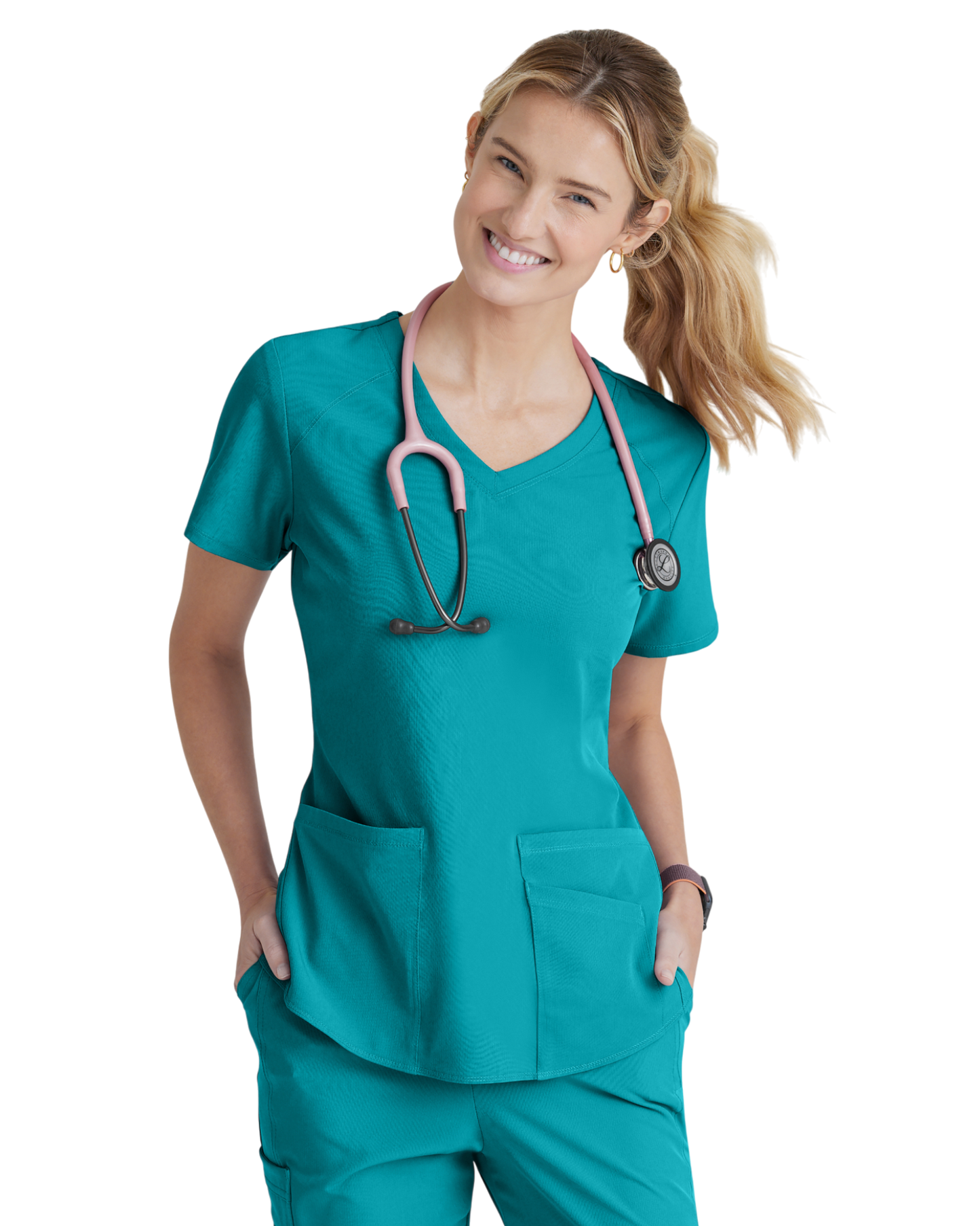 Women's Medical Uniform Top with 3 Pockets and Curved V-Neck Breeze SKECHERS SK101X (2XL &+)