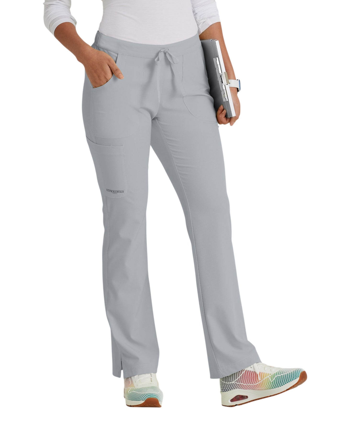 Ladies' straight-leg, mid-rise medical pants with 3 pockets SKECHERS SK201X