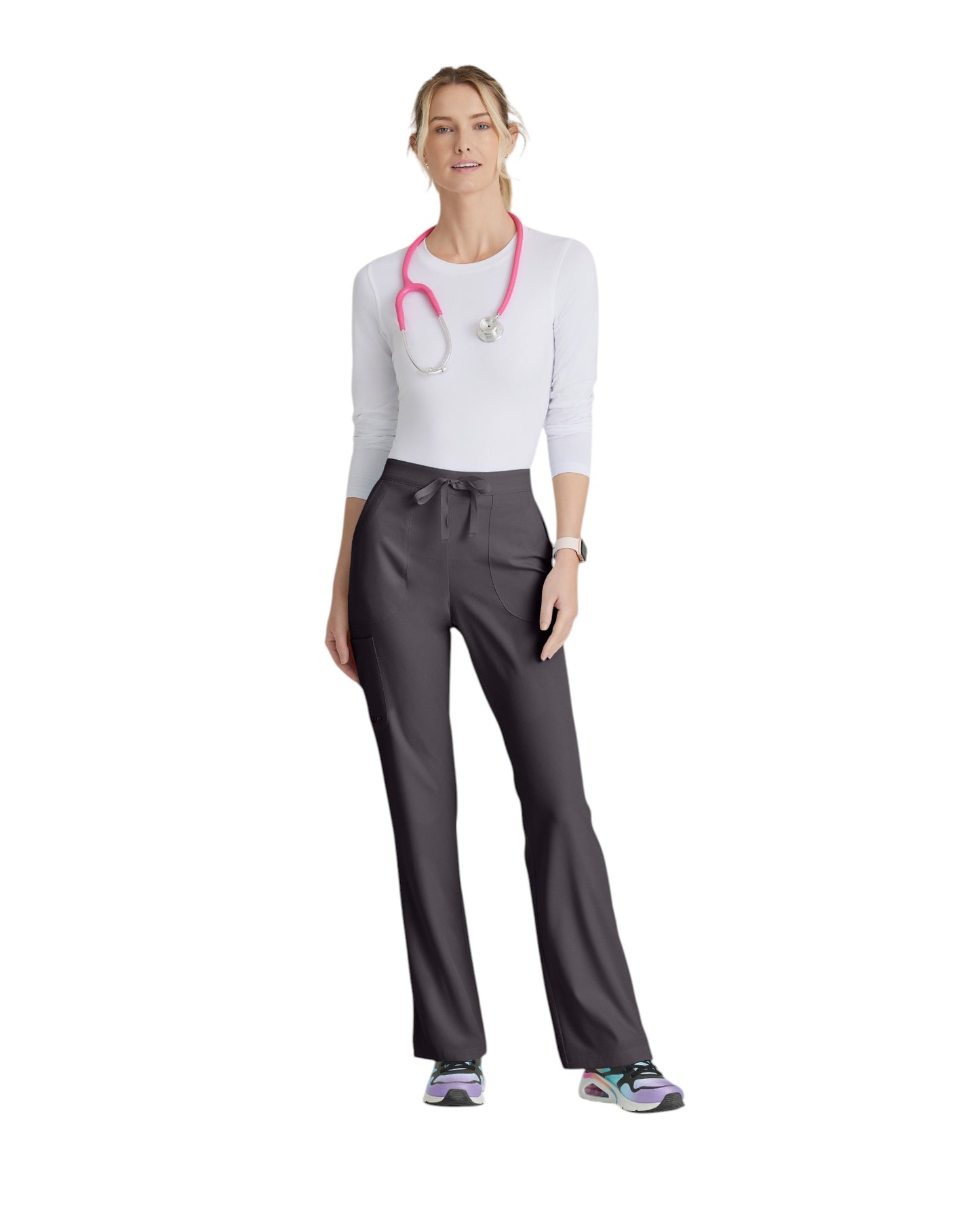 Ladies' straight-leg, mid-rise medical pants with 3 pockets SKECHERS SK201X