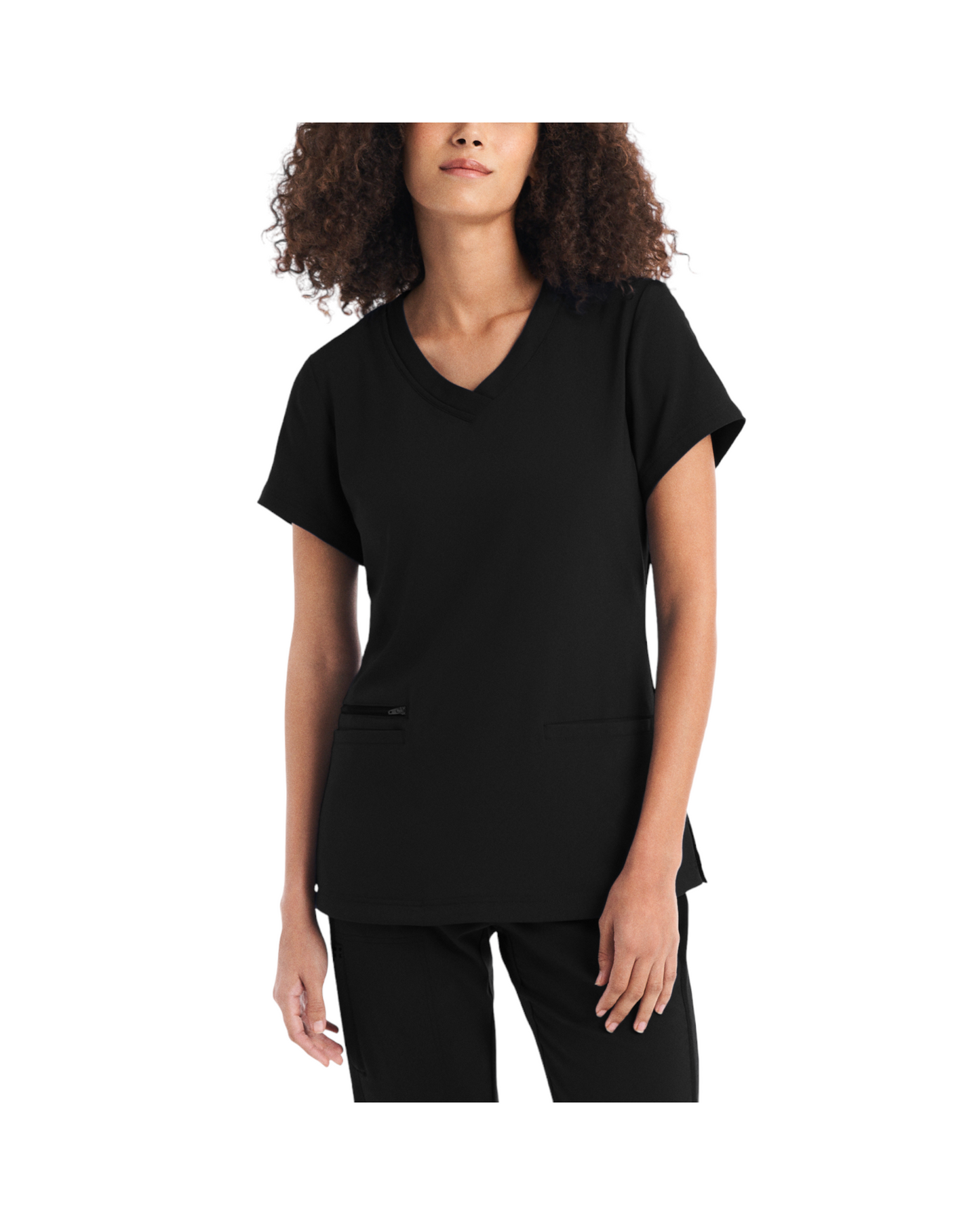 Haut d’uniforme à encolure en V de coupe moderne avec une poche zippée et deux poches passepoilées. Whitecross CRFT #WT127 OS couleur Noir