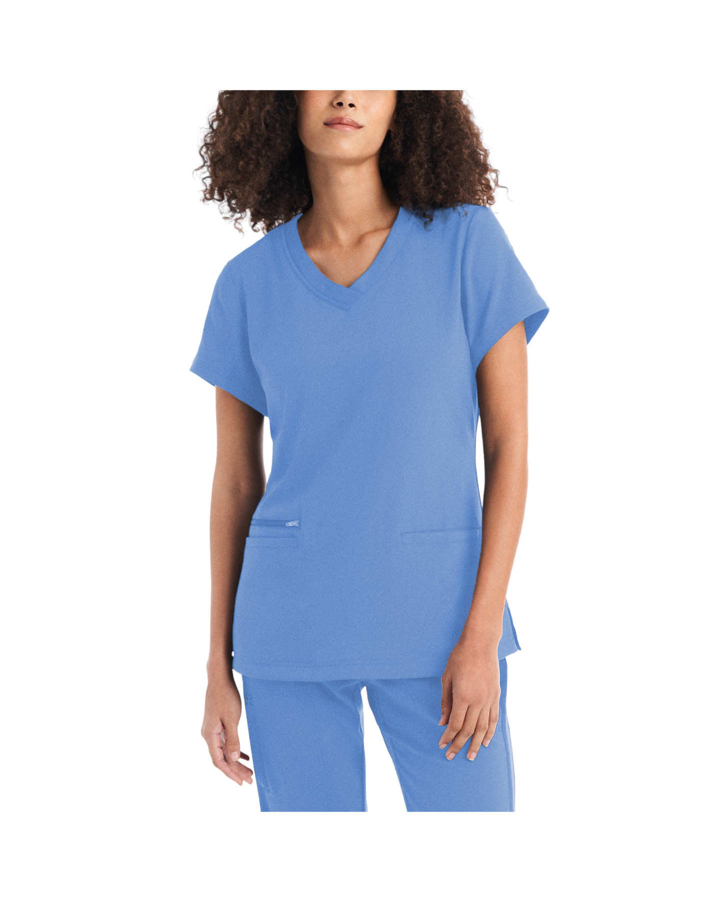 Haut d’uniforme à encolure en V de coupe moderne avec une poche zippée et deux poches passepoilées. Whitecross CRFT #WT127 OS couleur Céleste