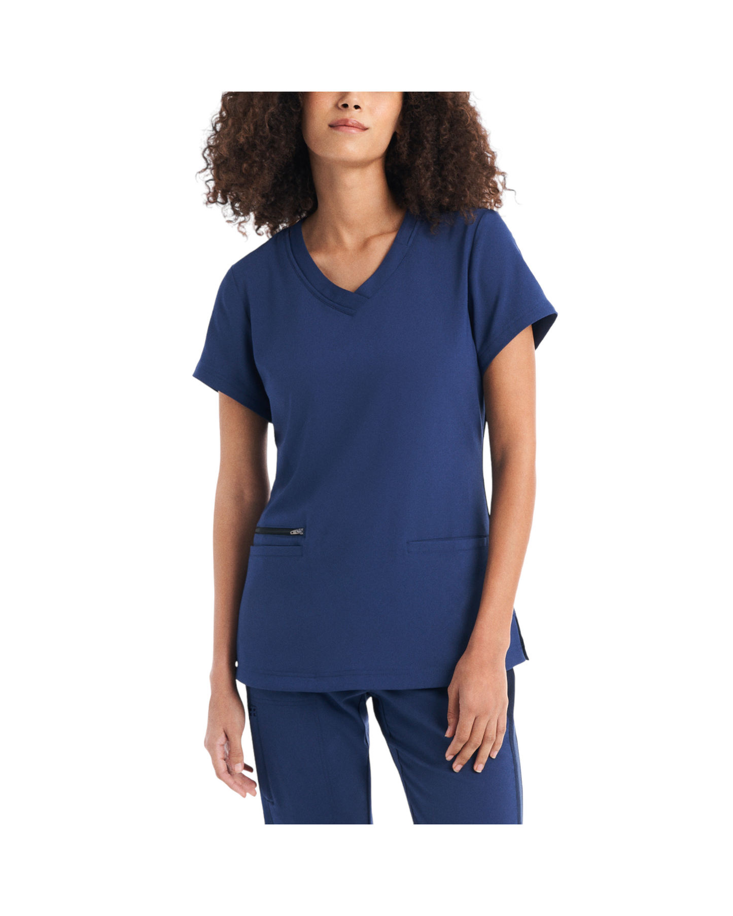Haut d’uniforme à encolure en V de coupe moderne avec une poche zippée et deux poches passepoilées. Whitecross CRFT #WT127 OS couleur Marine