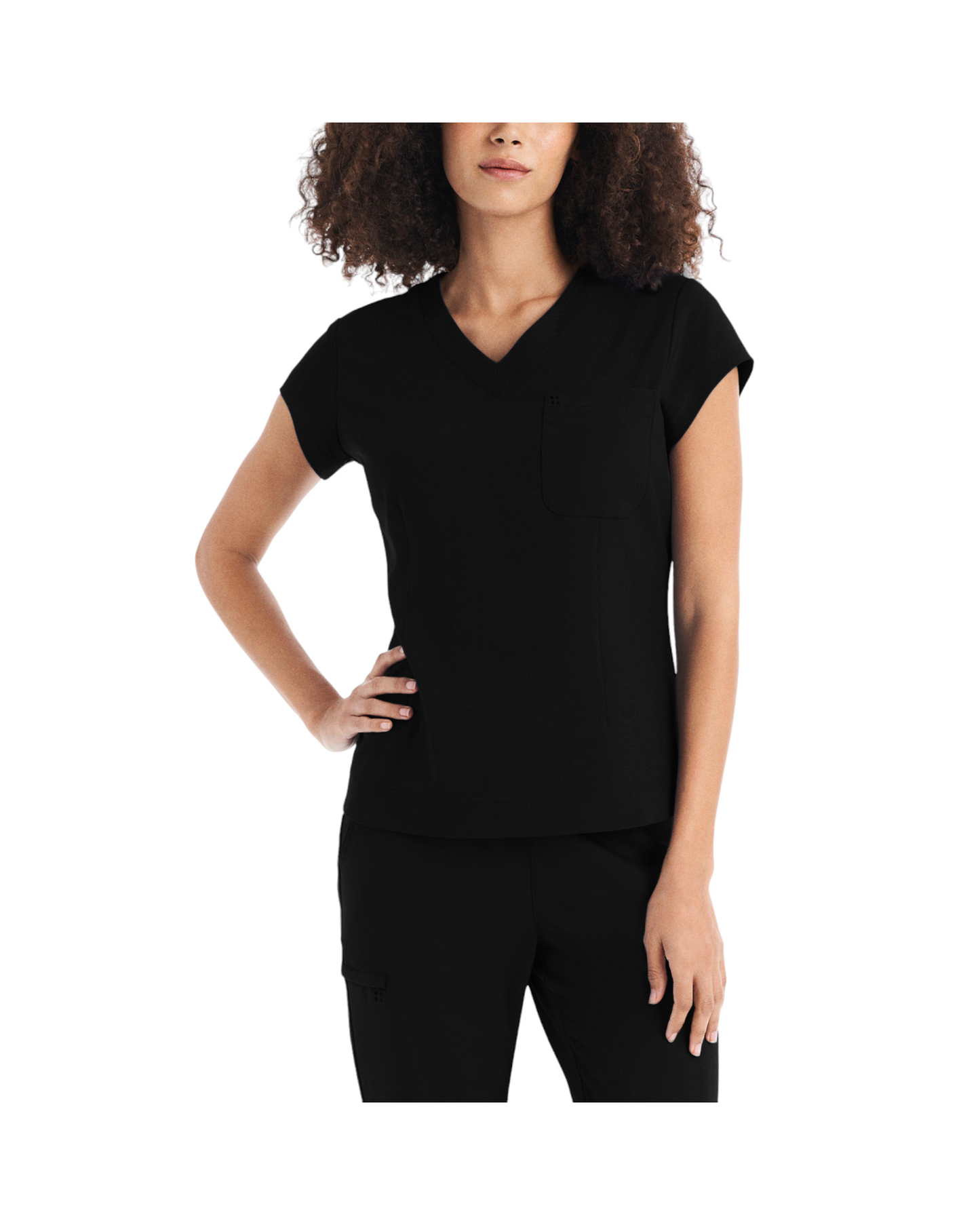 Haut d'uniforme encolure en V à une poche pour femmes White Cross CRFT #WT128 couleur Noir