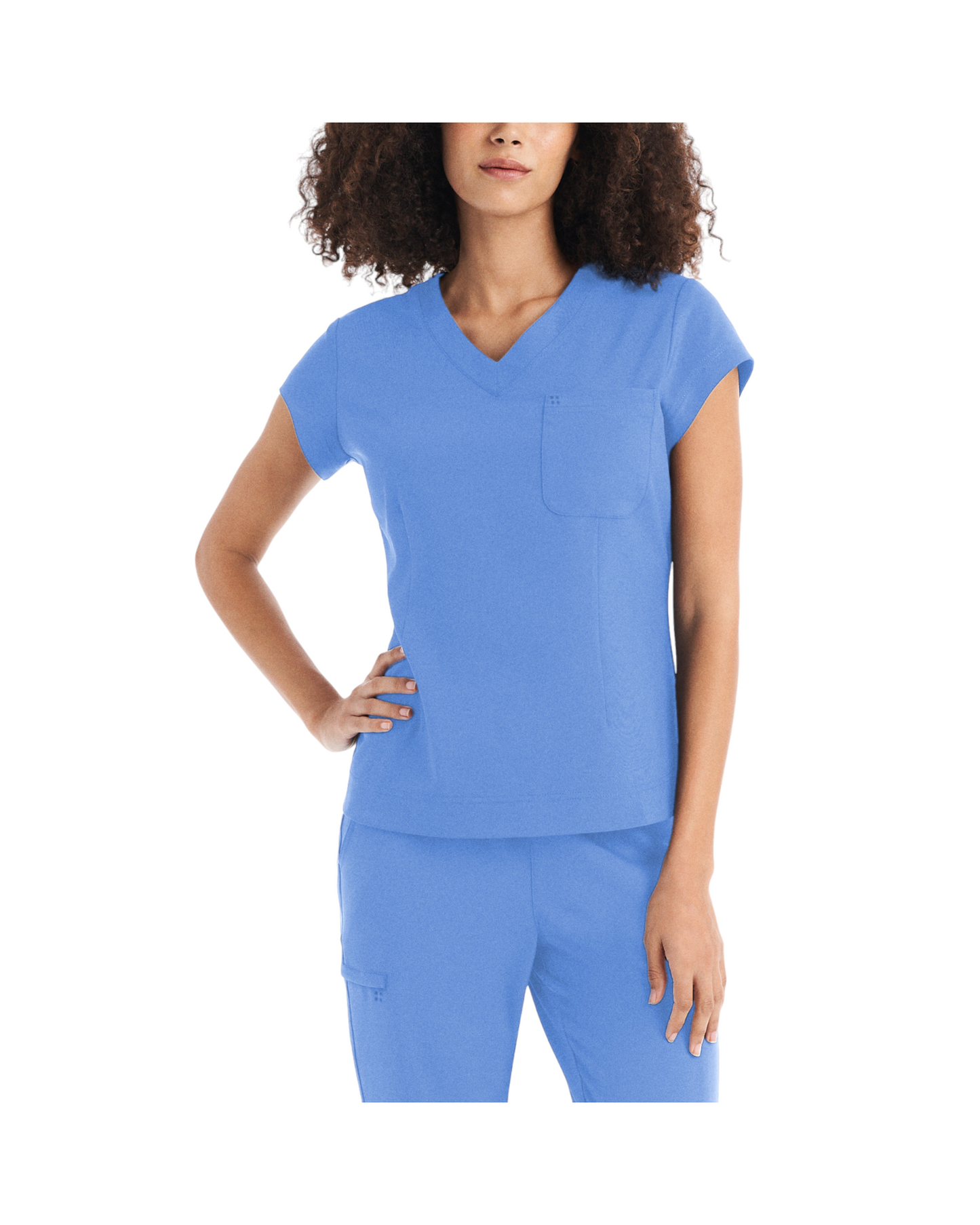 Haut d'uniforme encolure en V à une poche pour femmes White Cross CRFT #WT128 couleur Céleste