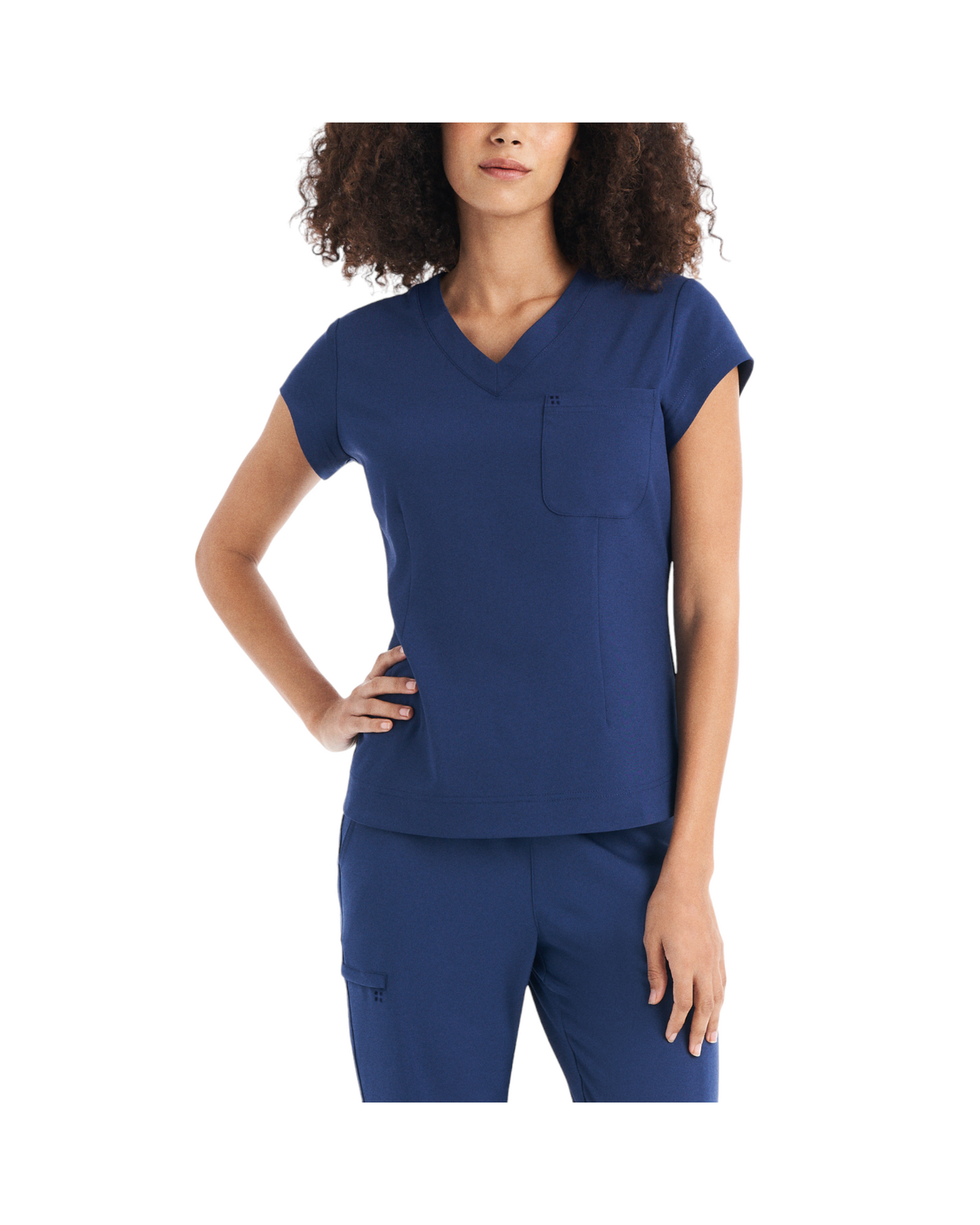 Haut d'uniforme encolure en V à une poche pour femmes White Cross CRFT #WT128 couleur Marine