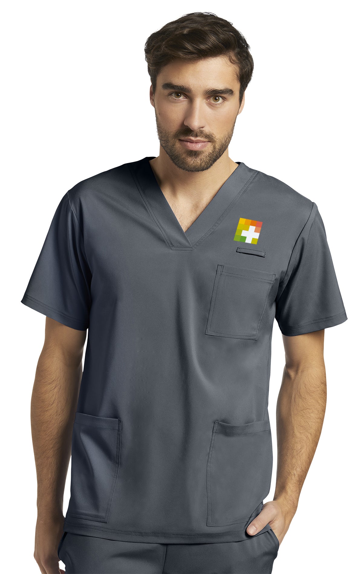Men's V-Neck Top # 2263 WHITE CROSS FIT