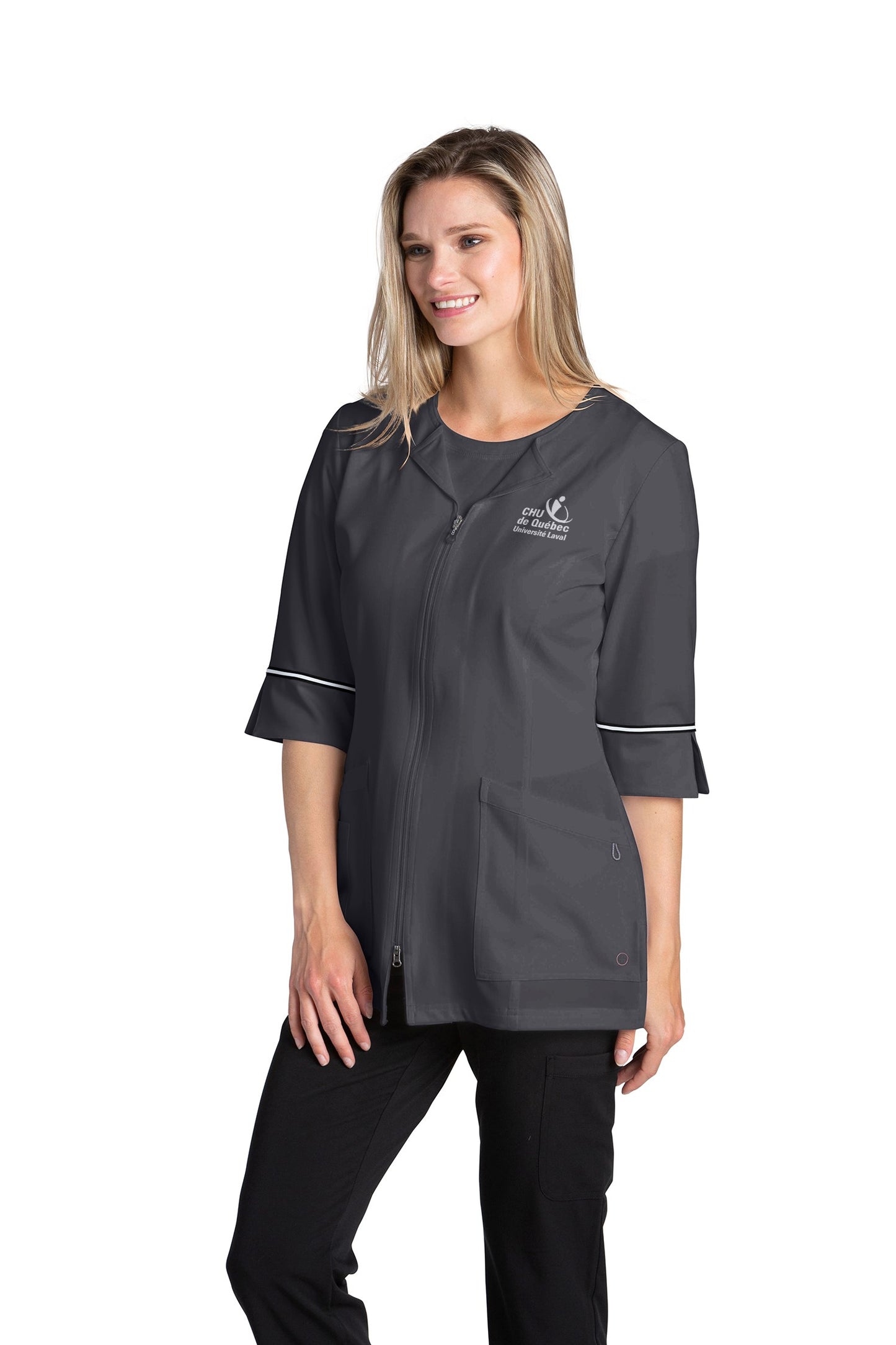 Sarrau médical avec zip bi-directionne Marvella de White Cross #2814CHU pewter