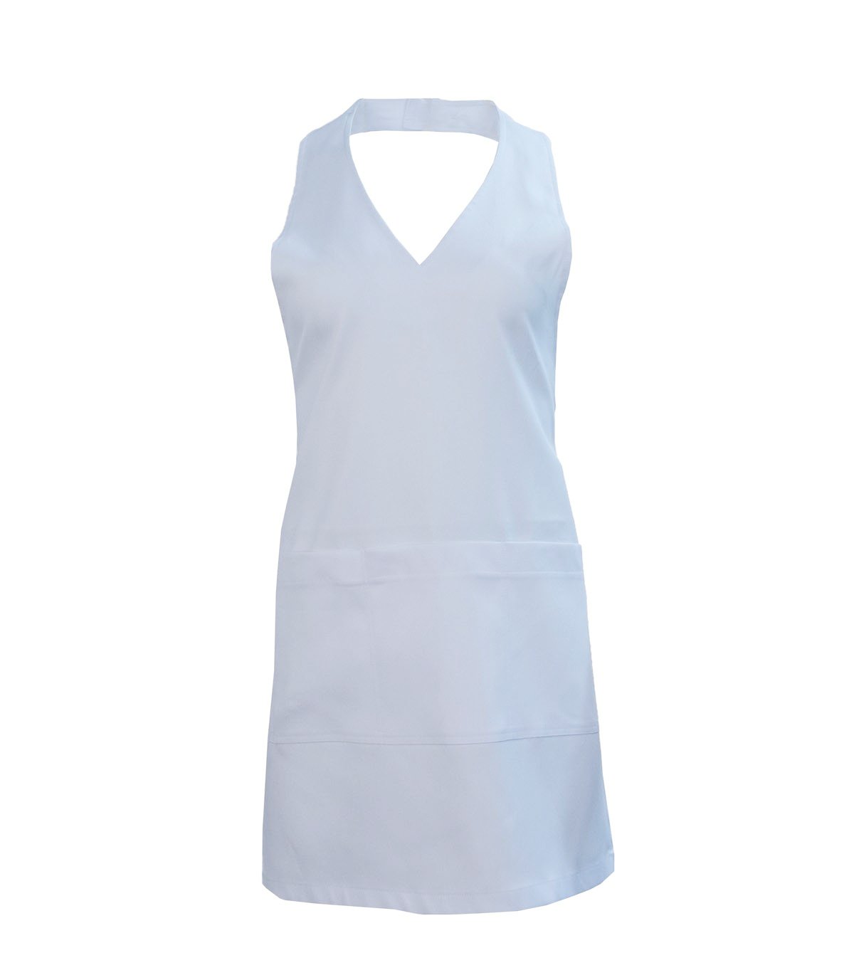 Tablier col V unisexe Carolyn Design #30023 blanc