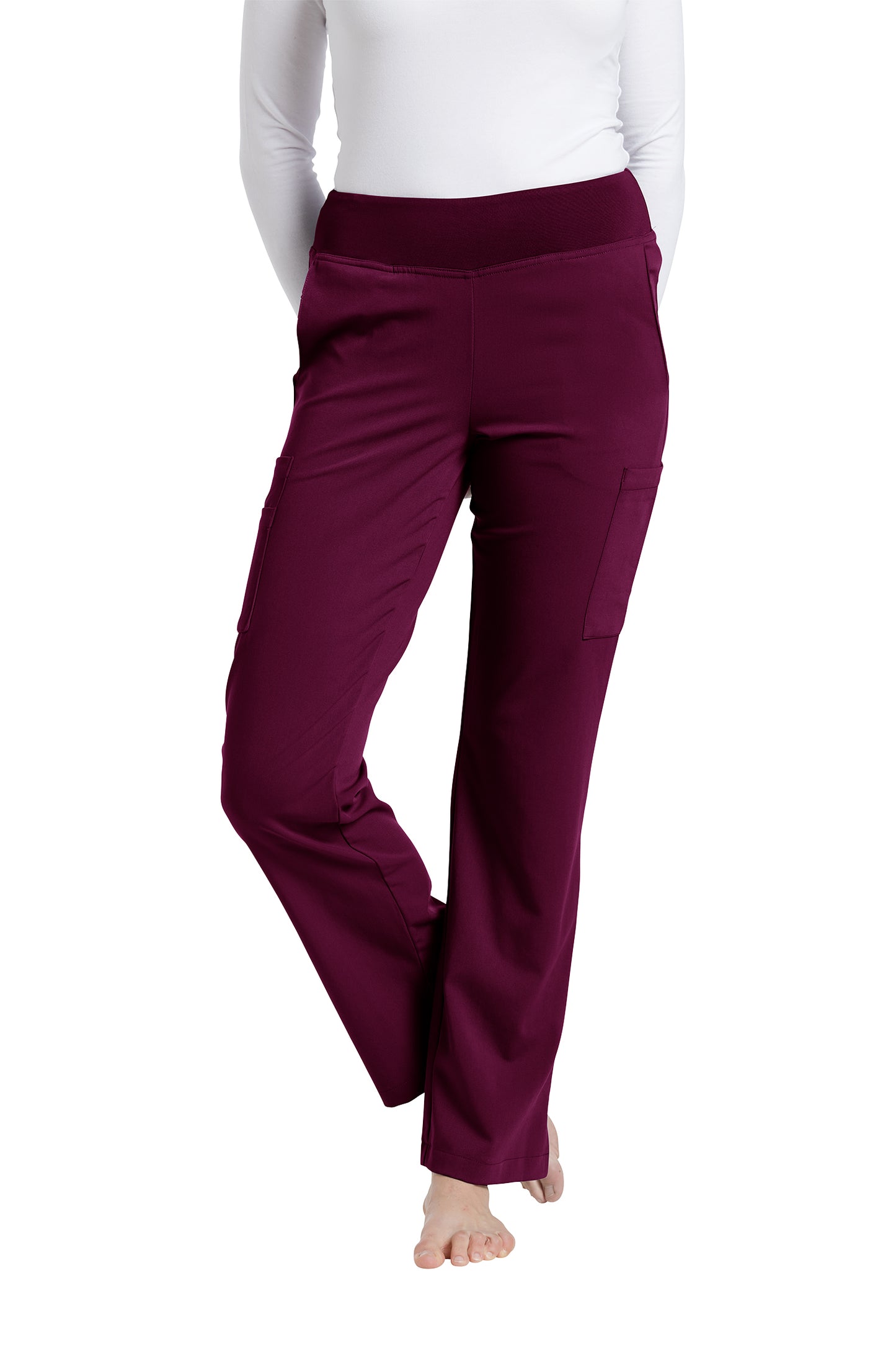 Pantalon de travail style yoga avec poche cargo Marvella White Cross #354 bordeaux