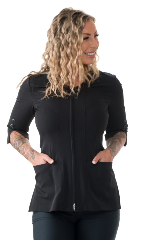 Haut d'uniforme à manches 3/4 Le Prodigieux Carolyn Design #71965 noir