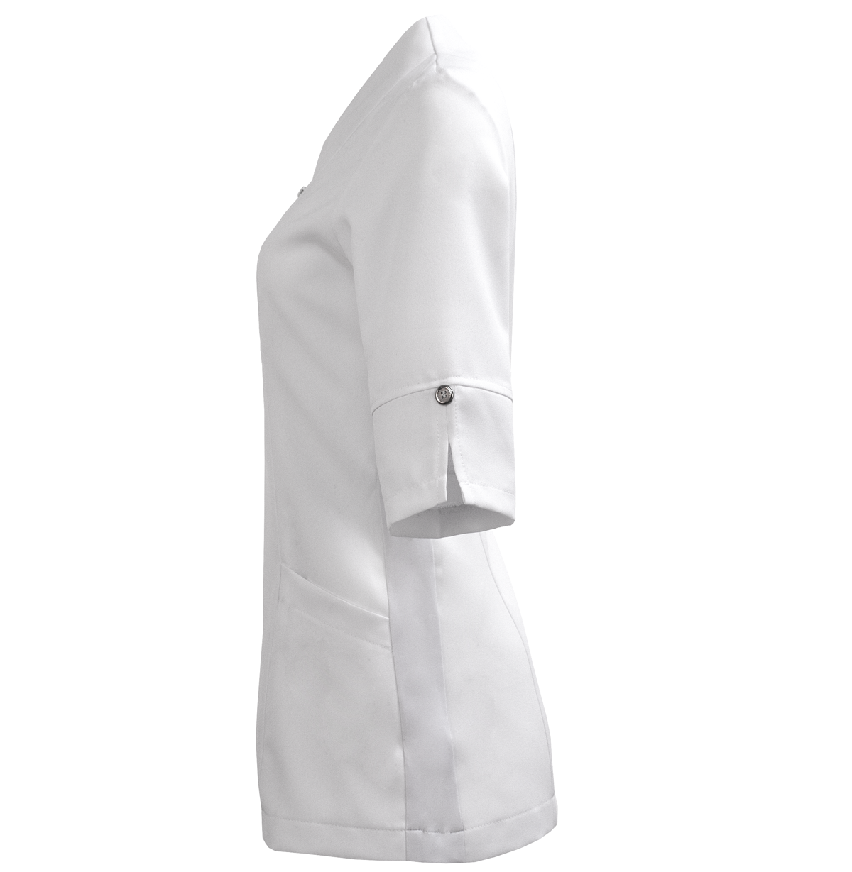 Sarrau stylisé pour femme avec col cygne Uniformes Sélect #8577 blanc côté