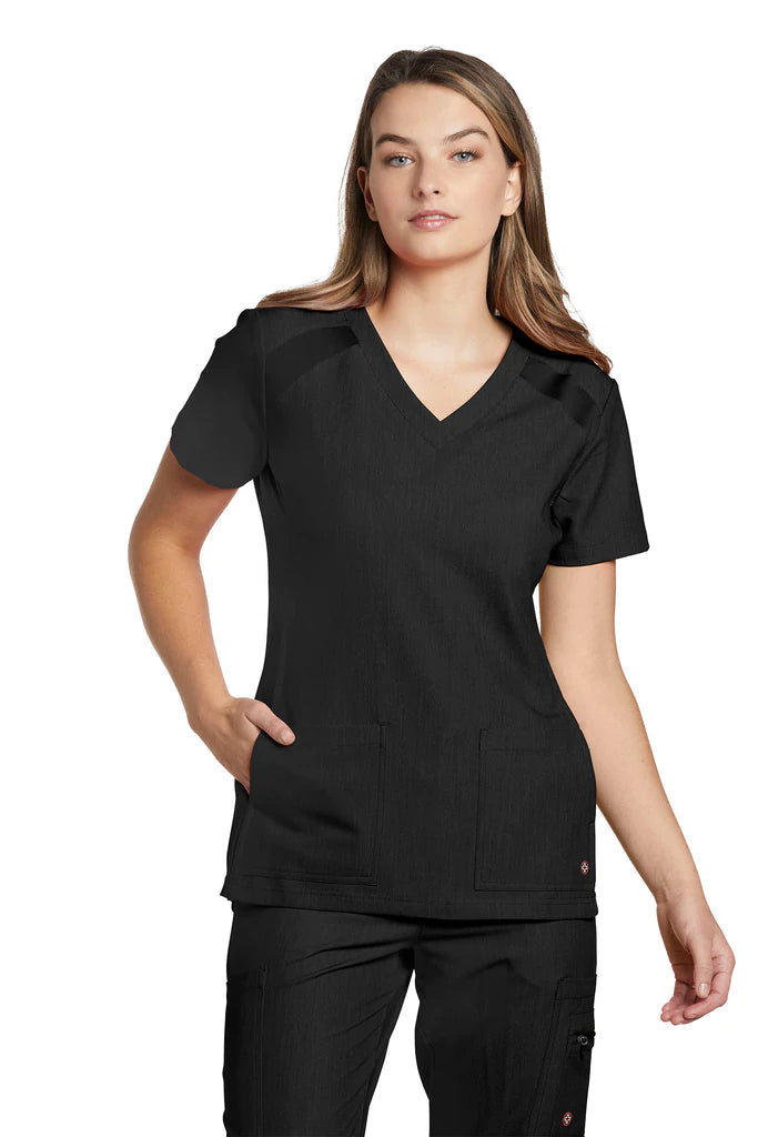 Haut d'uniforme col en V de style athlétique White Cross #950 noir