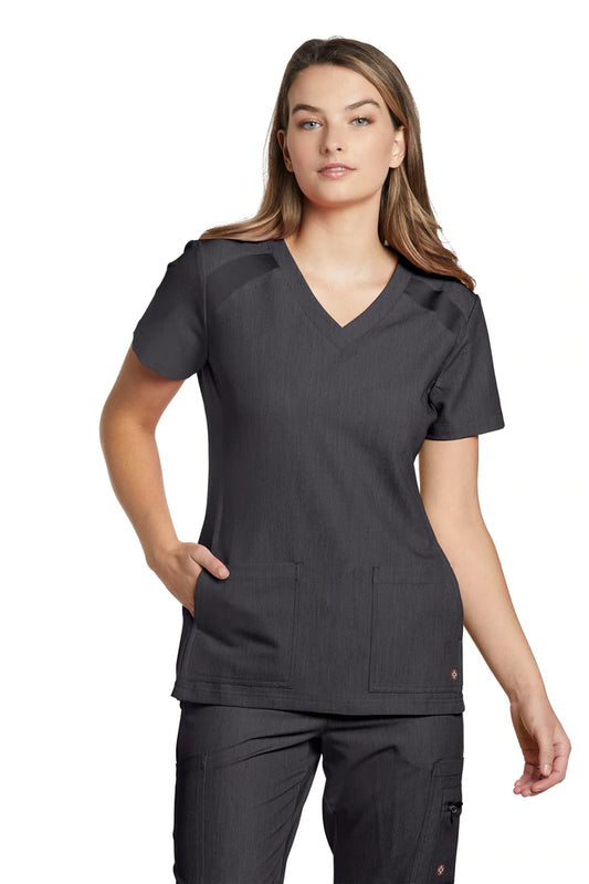 Haut d'uniforme col en V de style athlétique White Cross #950 pewter