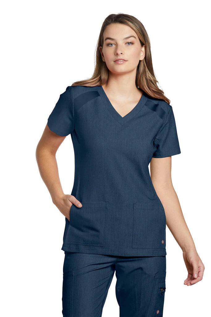 Haut d'uniforme col en V de style athlétique White Cross #950 navy