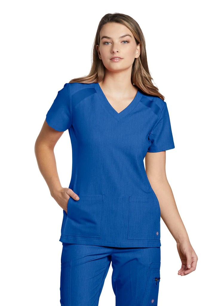 Haut d'uniforme col en V de style athlétique White Cross #950 royal