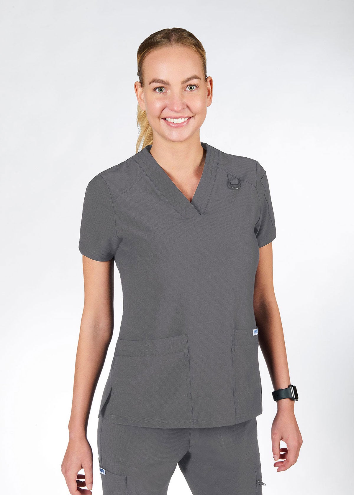 Haut coupe slim, préposées,dentistes,infirmièresHaut d'uniforme coupe slim pour femme MOBB #T8010 Charcoal