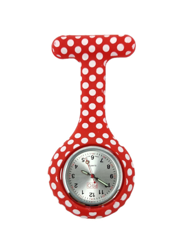 Montre en silicone à épingler sur le vêtement #WSC pois rouge