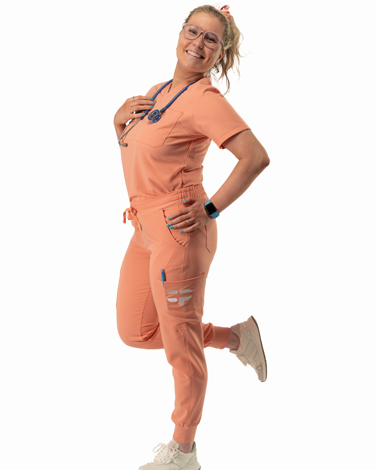Pantalon d'uniforme Lisa style jogger CP Vêtements Rose pêche