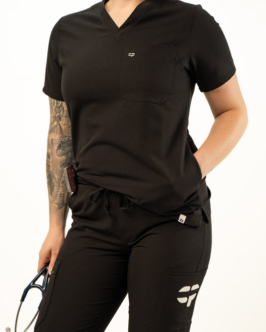 Haut d'uniforme Catherina trois poches CP Vêtements Noir