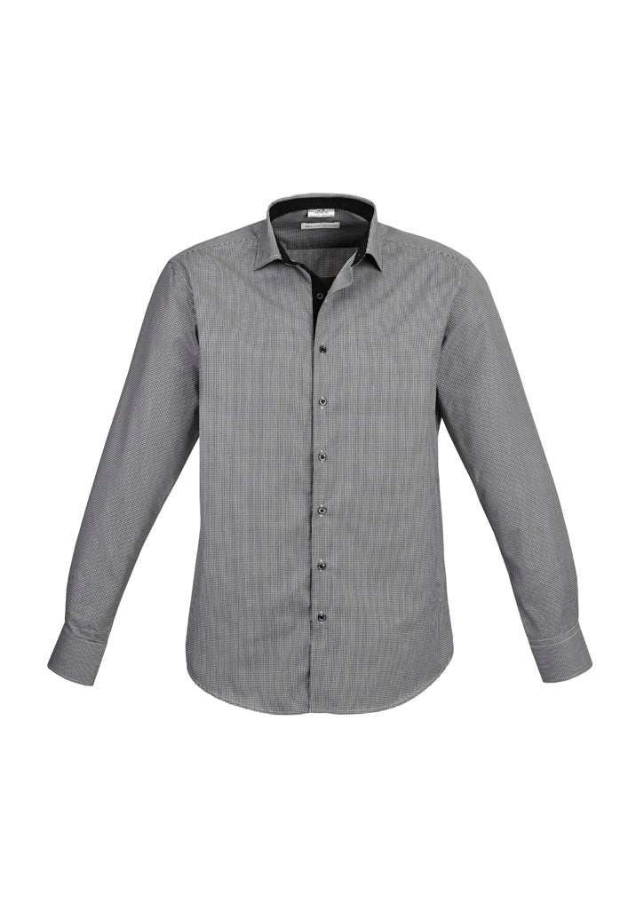 Chemise à manches longues Edge pour hommes Fashion Biz #S267ML Noir