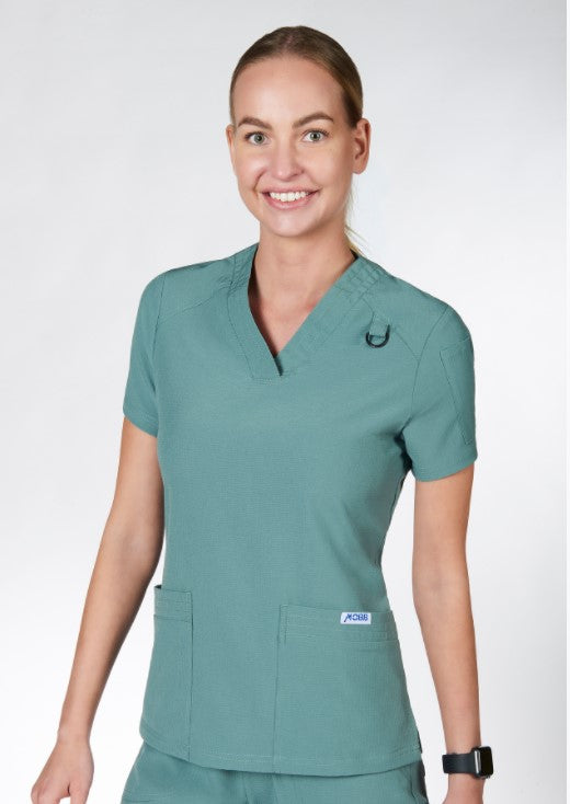 Haut coupe slim, préposées,dentistes,infirmièresHaut d'uniforme coupe slim pour femme MOBB #T8010 lagune
