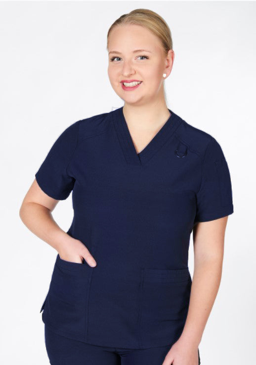 Haut d'uniforme coupe slim pour femme MOBB #T8010 marine