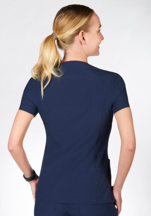Haut d'uniforme coupe slim pour femme MOBB #T8010 marine dos