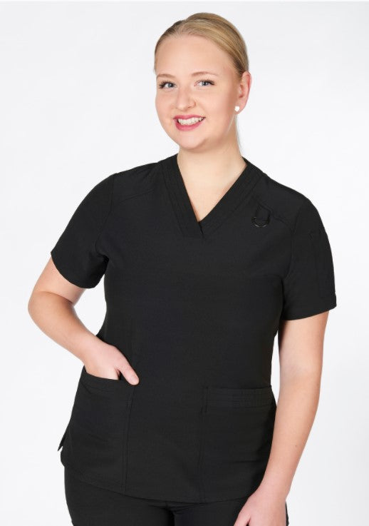 Haut d'uniforme coupe slim pour femme MOBB #T8010 noir