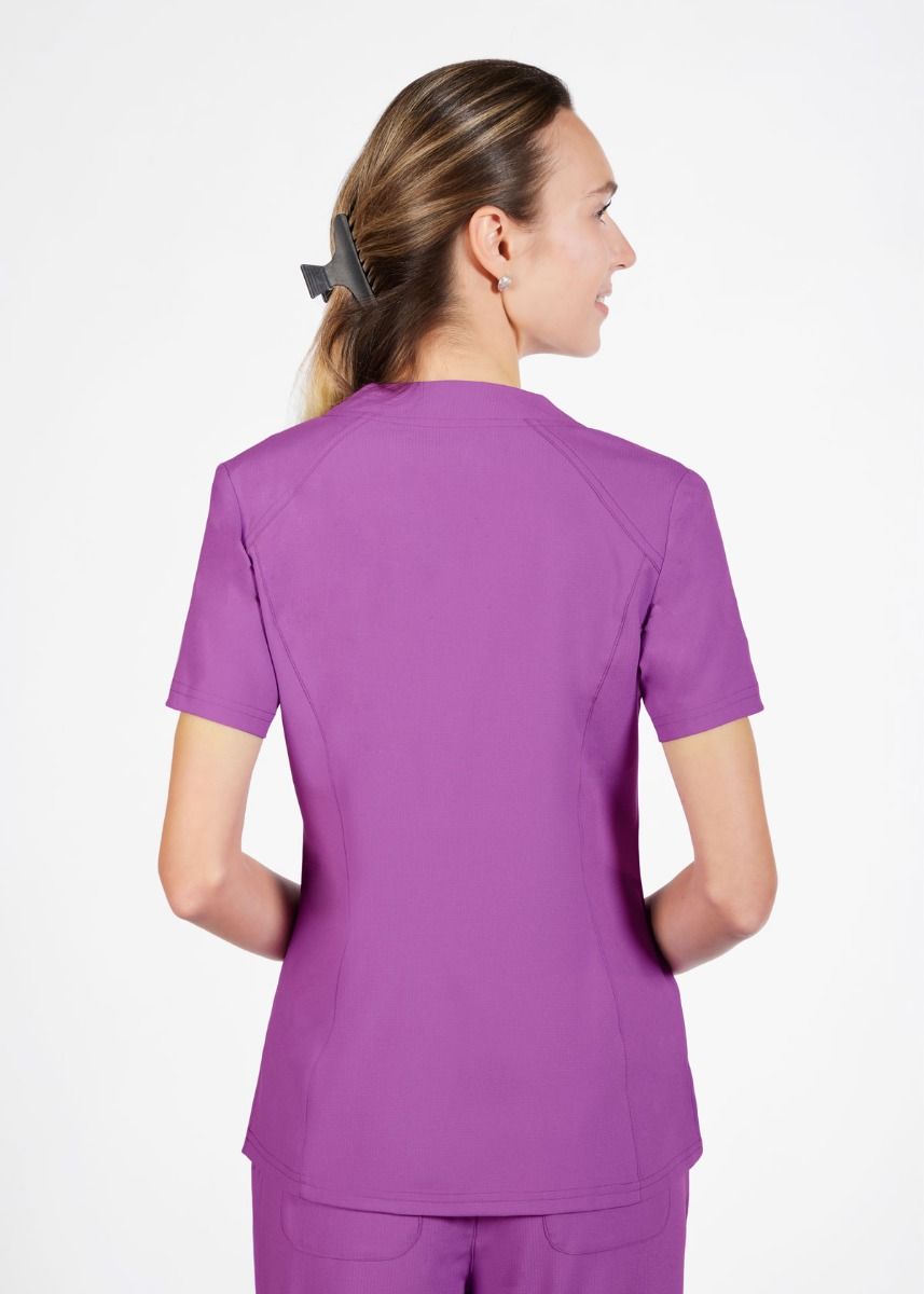 Haut coupe slim, préposées,dentistes,infirmièresHaut d'uniforme coupe slim pour femme MOBB #T8010 Violet sauvage arrière