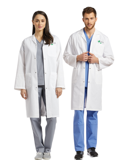 White Cross unisex snap labcoat #2068S-IRCUS-LOGO+NAME