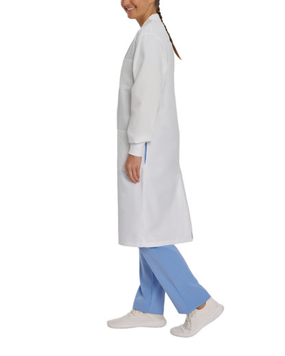 Labcoat with snaps and knit cuffs, unisex White Cross #2068SRB-IRCUS-LOGO+NAME