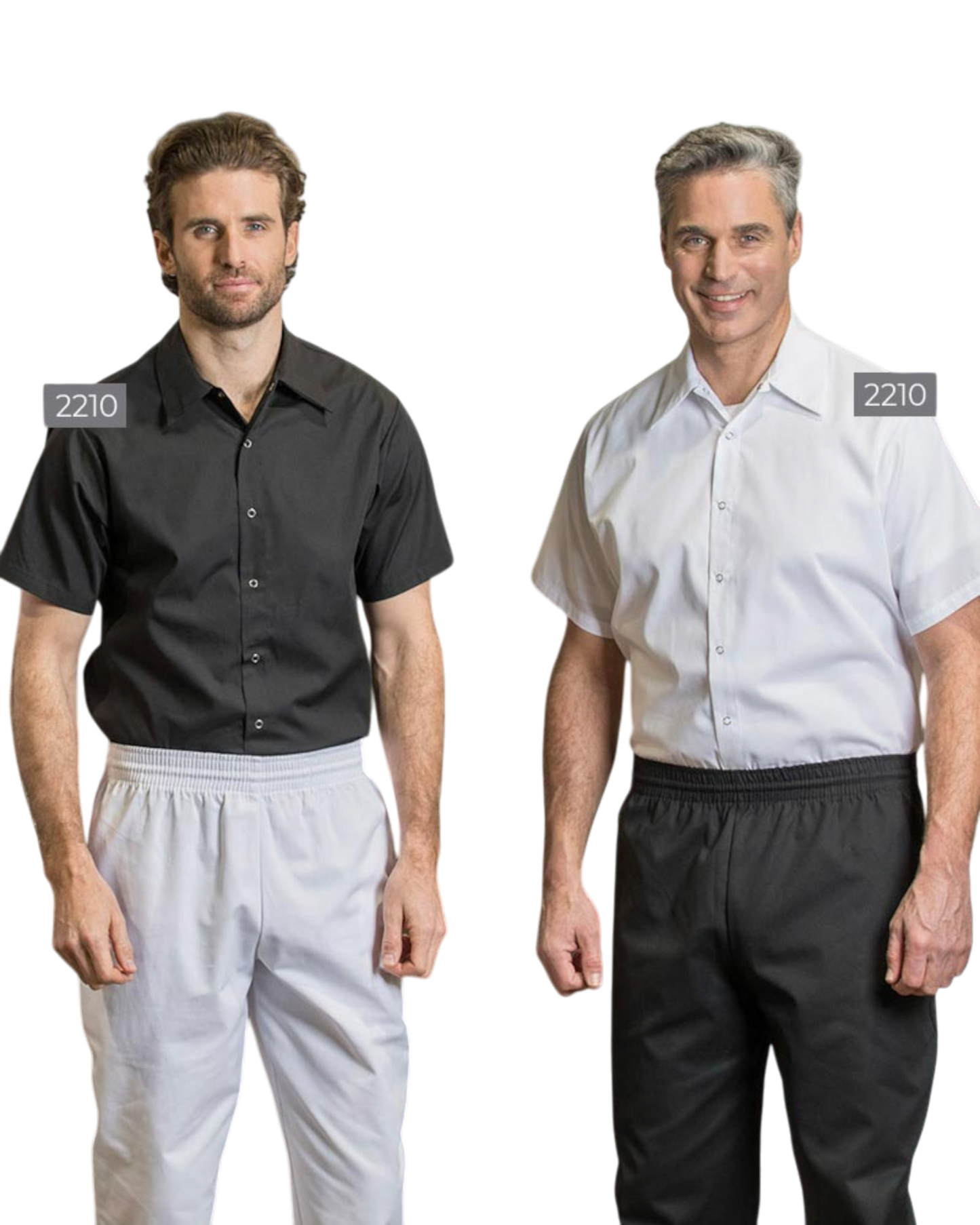 Chemise manche/courte fermeture à boutons-pression, sans poches #2210