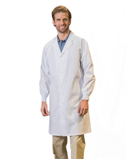 Sarrau de laboratoire pour hommes sans poche et poignets en tricot  #6095KC
