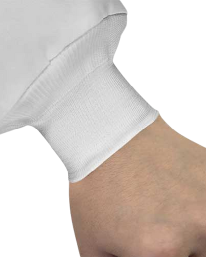 White lab coat, 100% polyester, 7.1 oz, with knit cuffs 6280KC