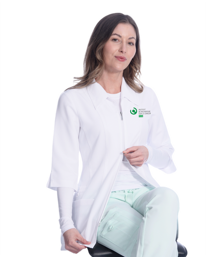 Women's 3/4-sleeve labcoat White Cross FIT #2417-IRCUS-LOGO