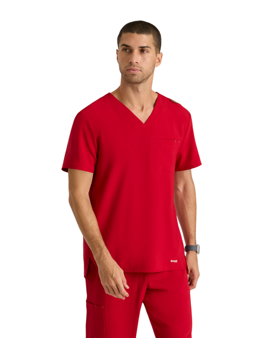 Grey's Anatomy Men's Spandex Stretch V-Neck Murphy Top #GRST079X (2XL &+)