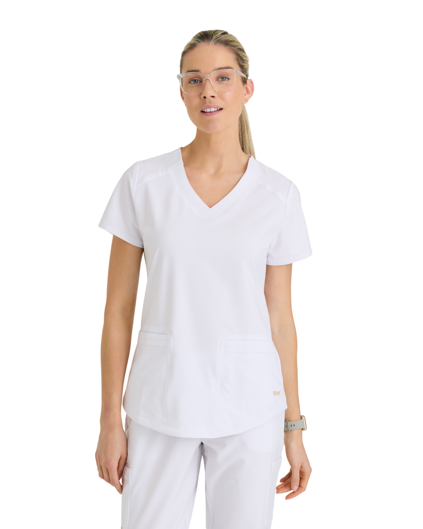 Haut à col en V et passepoil à deux poches Grey's Anatomy Evolve #GSST180