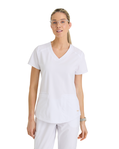 Haut à col en V et passepoil à deux poches Grey's Anatomy Evolve #GSST180