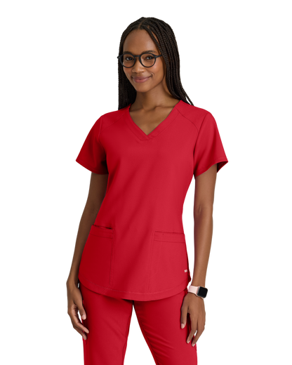 Haut à col en V et passepoil à deux poches Grey's Anatomy Evolve #GSST180