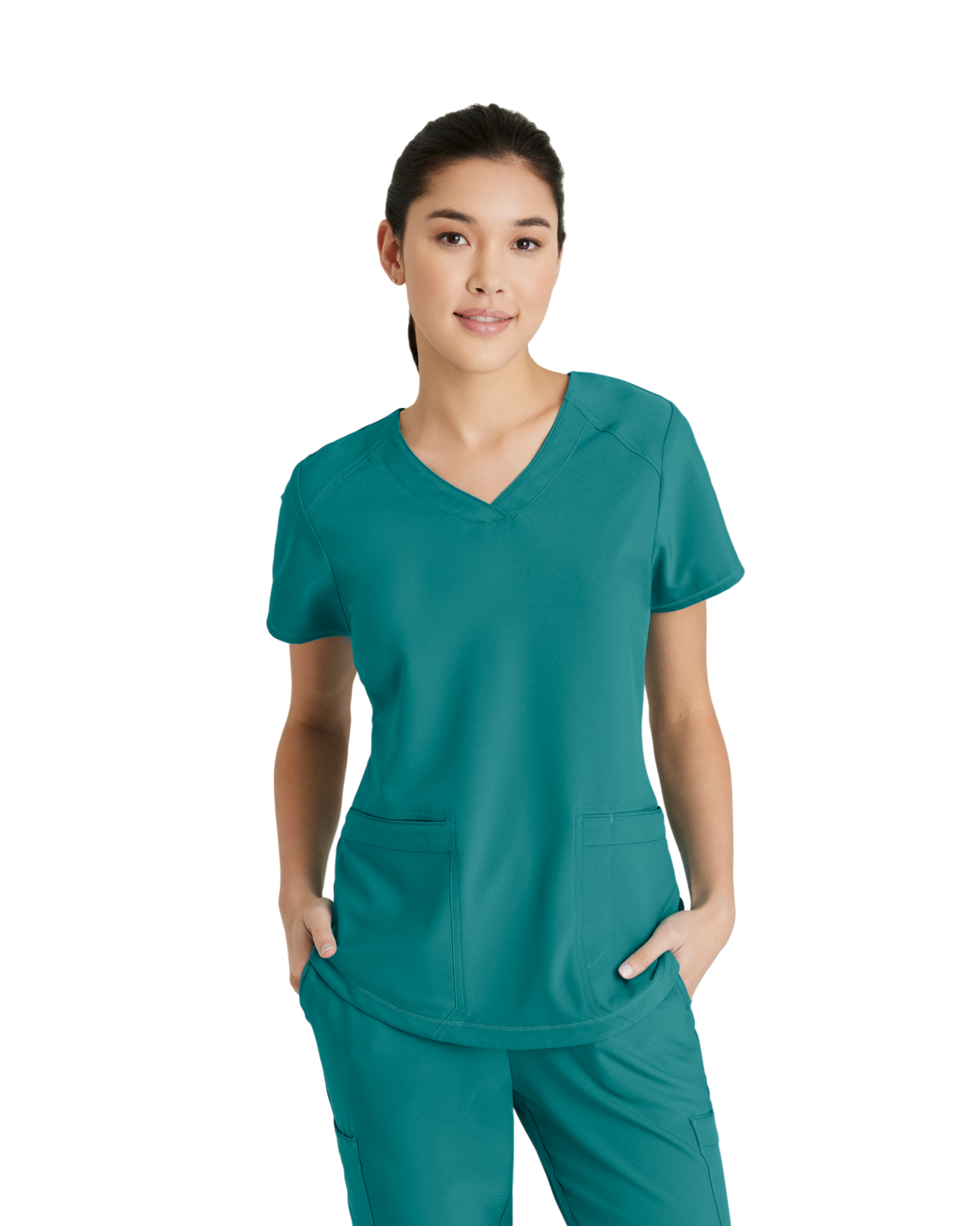 Haut à col en V et passepoil à deux poches Grey's Anatomy Evolve #GSST180