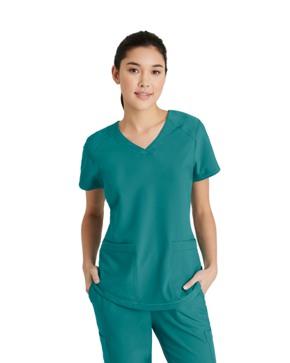 Haut à col en V et passepoil à deux poches Grey's Anatomy Evolve #GSST180